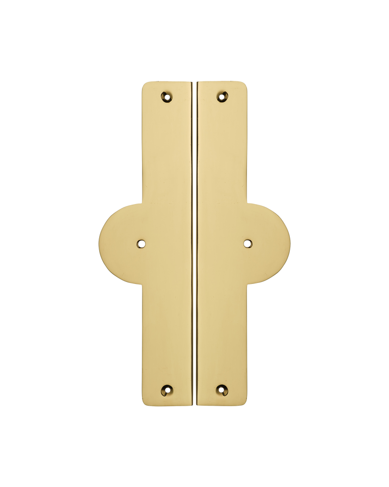 Pair of Arch Backplates, Polished Brass