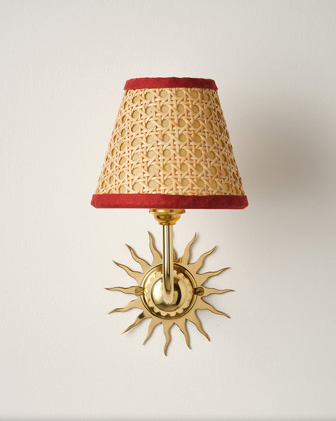 Cane Candle Lampshade with Rust Red Trim – MG&Co.