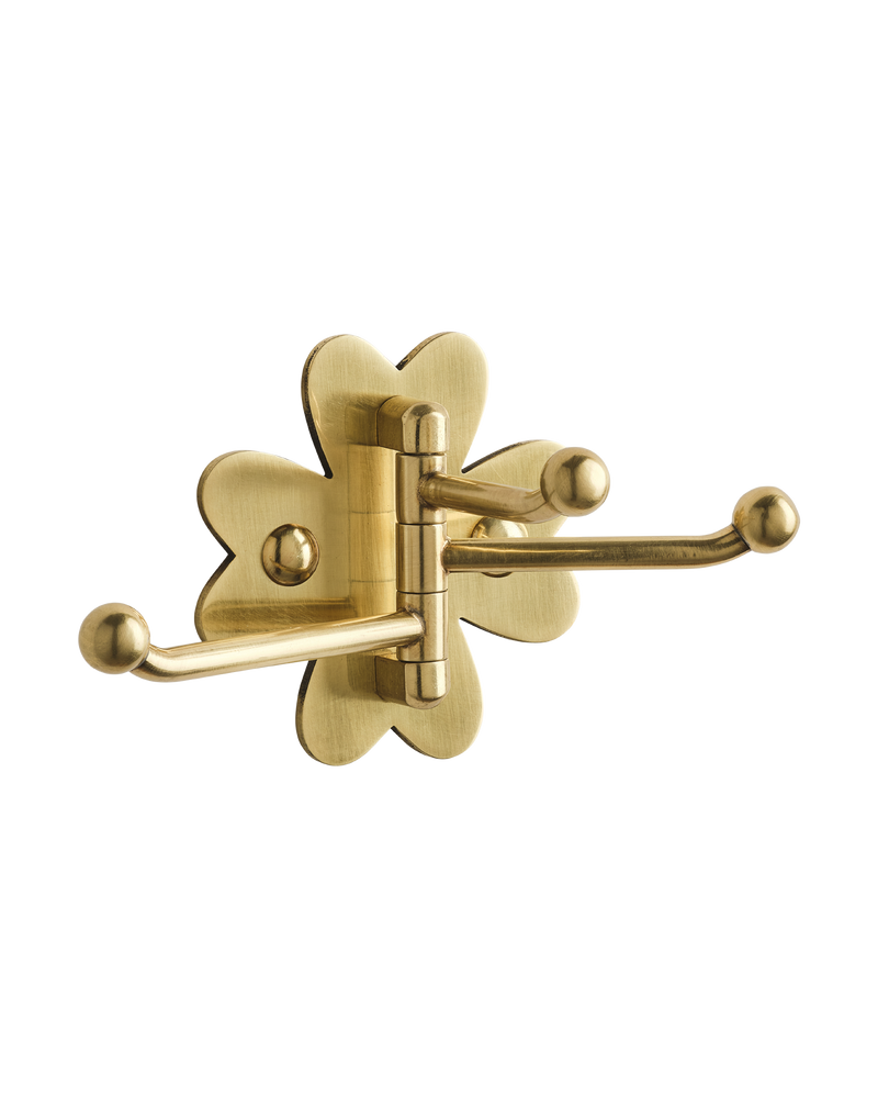 Clover Swing Arm Hook, Brass