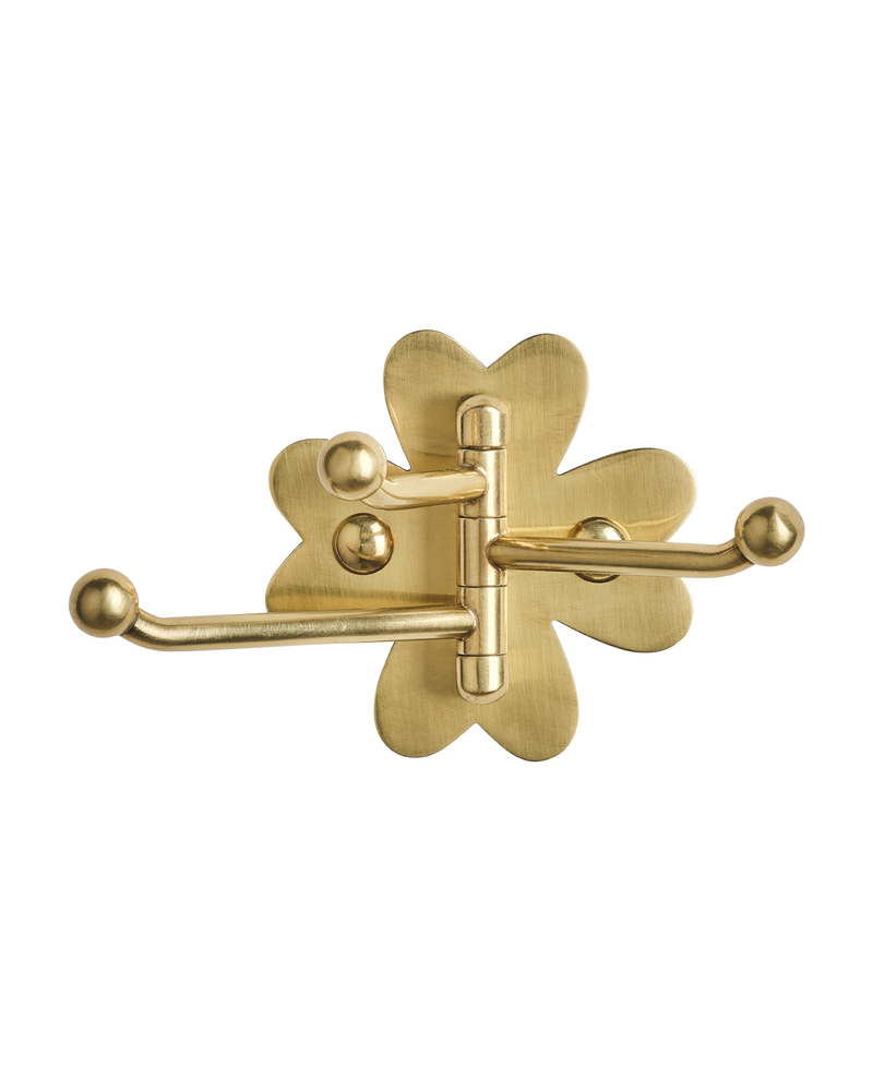 Clover Swing Arm Hook, Brass