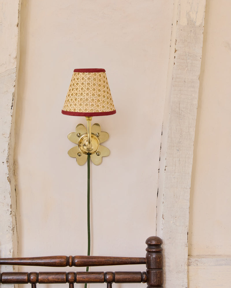 Clover Plug In Wall Light, Polished Brass