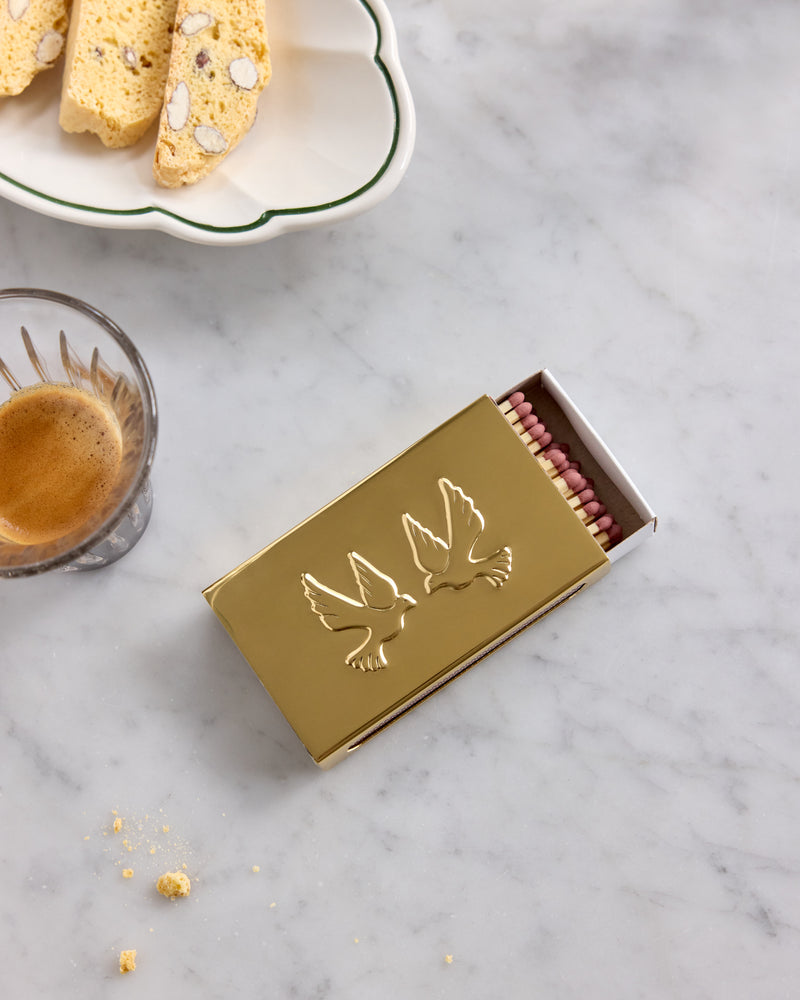 Lovebirds Matchbox Sleeve, Brass