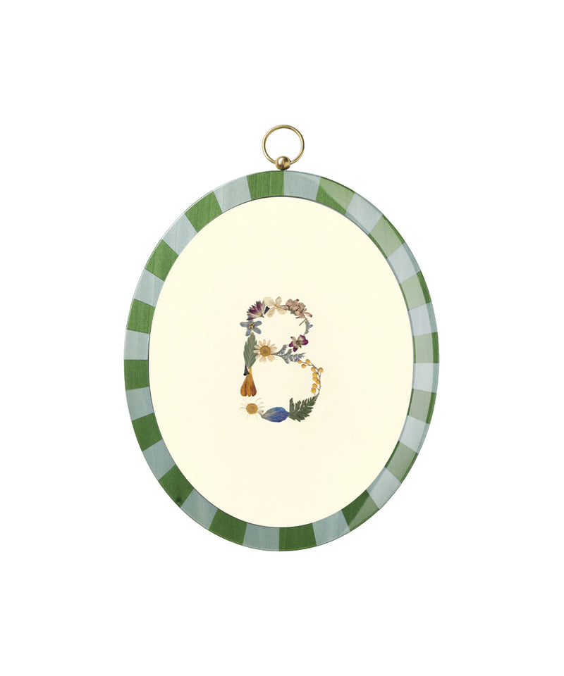 Oval Lacquered Frame, Pressed Flower Initial