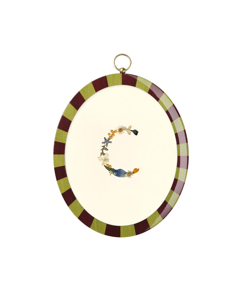 Oval Lacquered Frame, Pressed Flower Initial