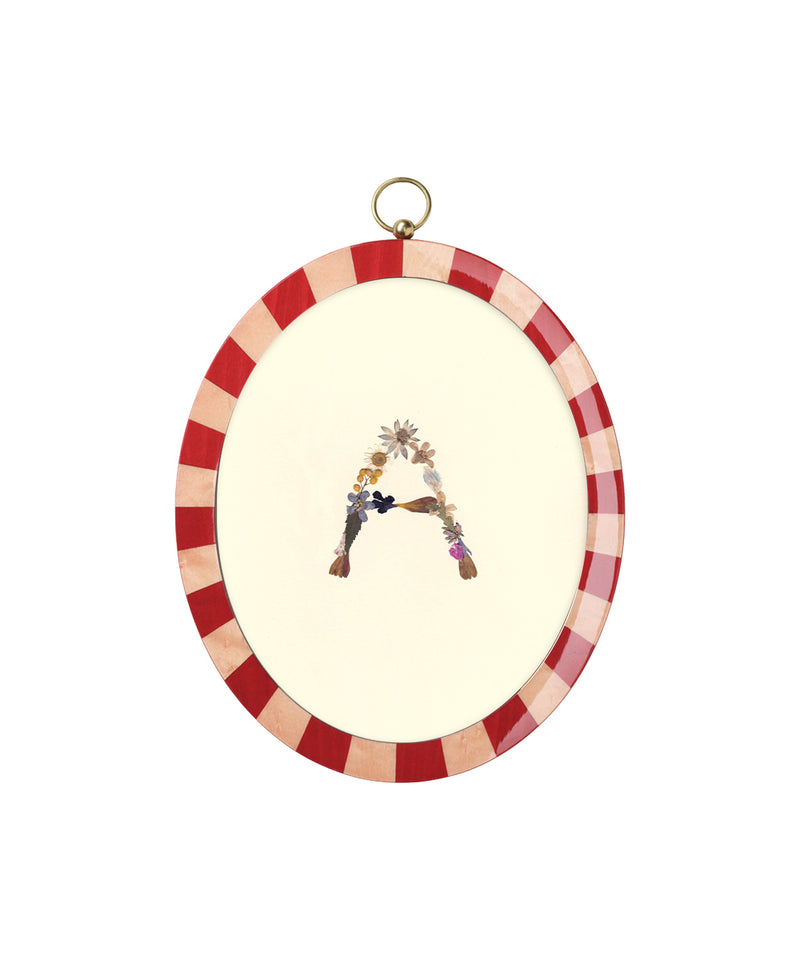 Oval Lacquered Frame, Pressed Flower Initial