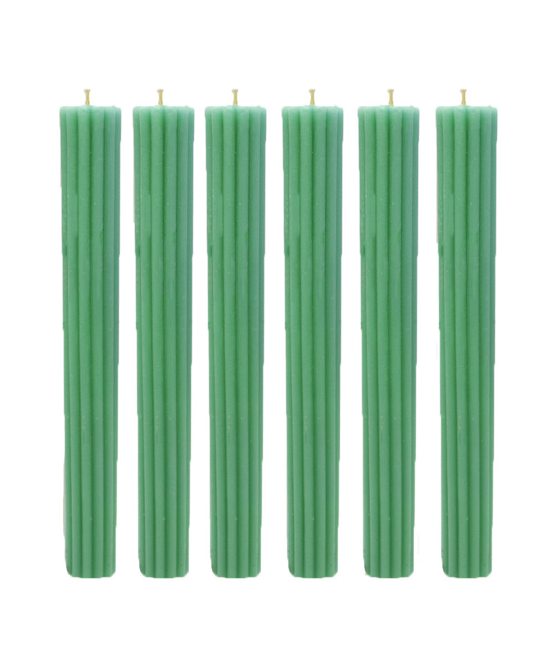 Ribbed Beeswax Candles Pack, Emerald