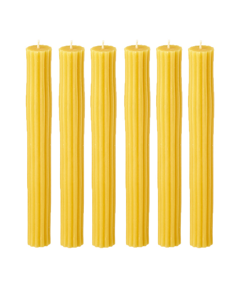 Ribbed Beeswax Candles Pack, Natural