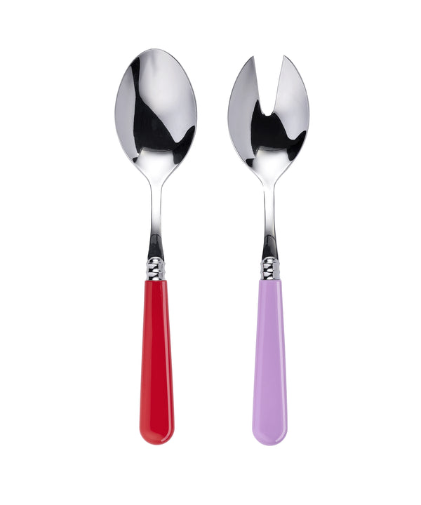Salad Server Set, Red & Pink