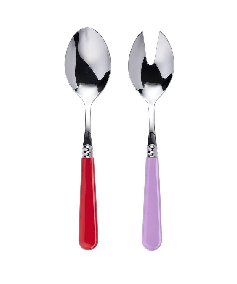 Salad Server Set, Red & Pink