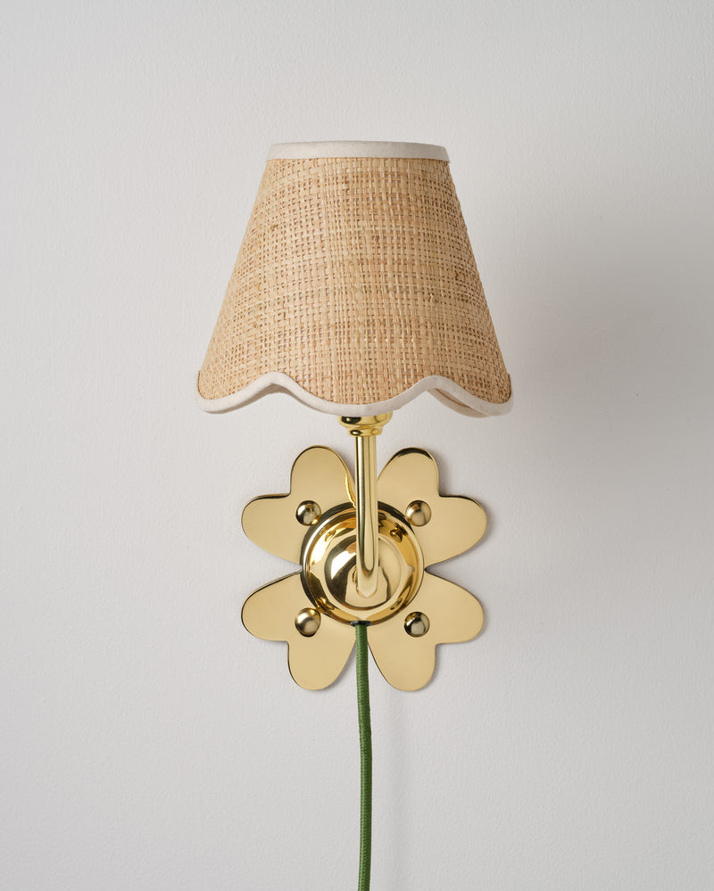 Clover Plug In Wall Light, Polished Brass