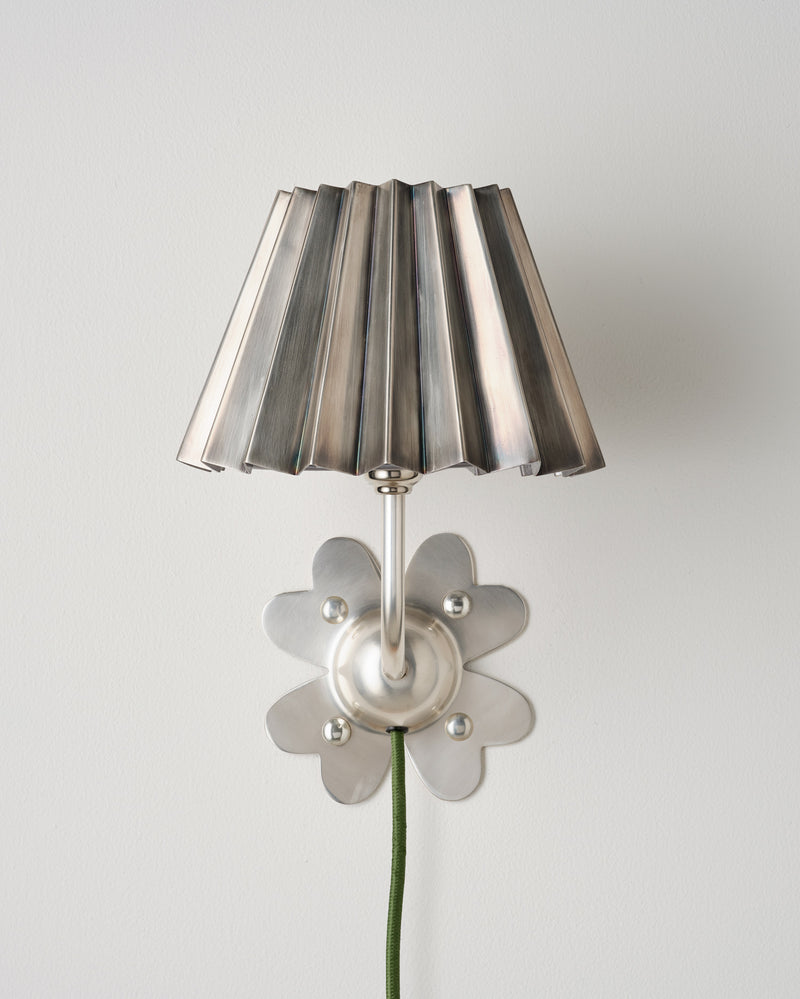 Clover Plug In Wall Light, Brushed Silver