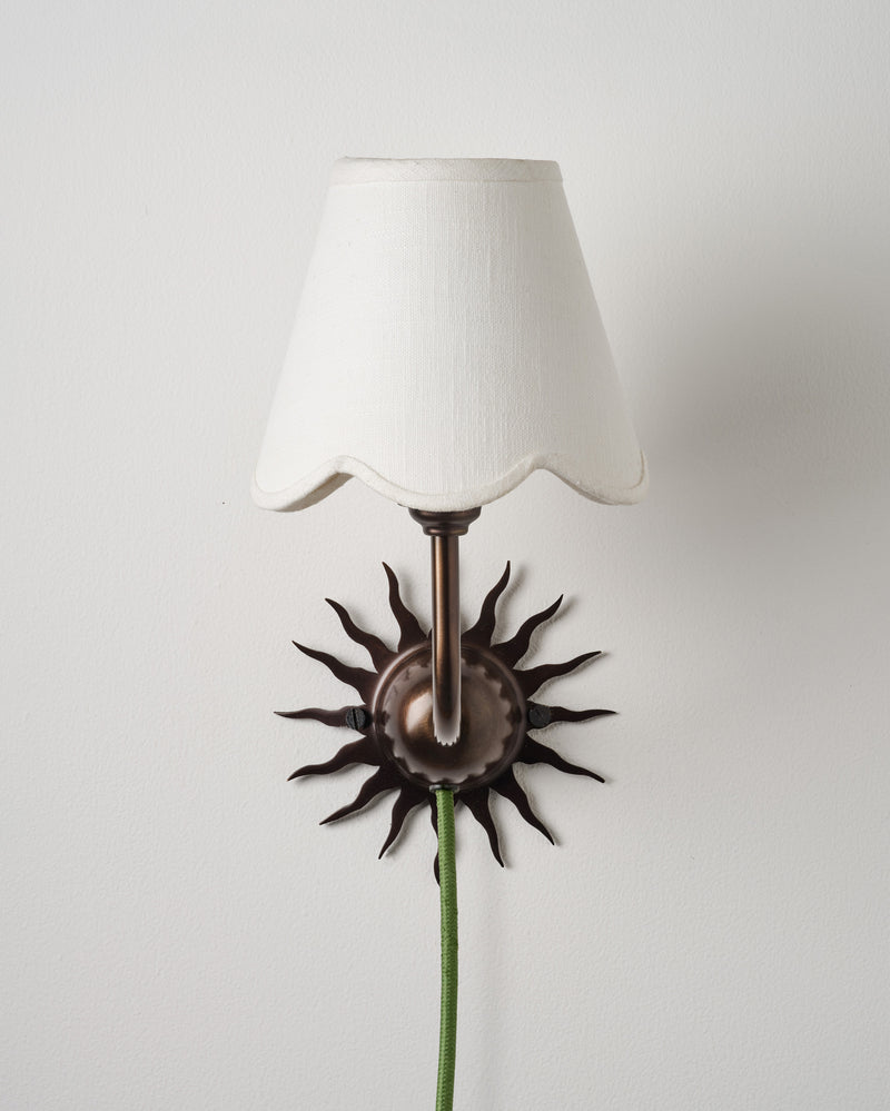 Sunburst Plug In Wall Light, Blackened Bronze