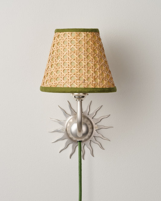Sunburst Plug In Wall Light, Brushed Silver