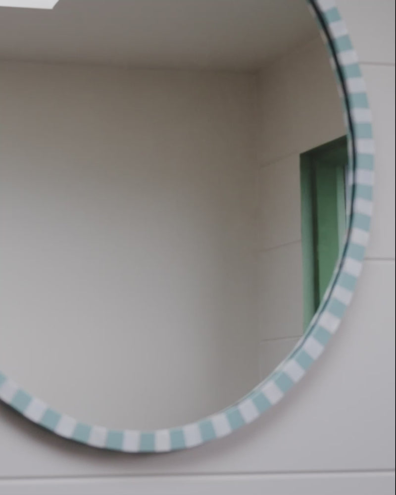 Oval Pearl Mirror, Pale Blue