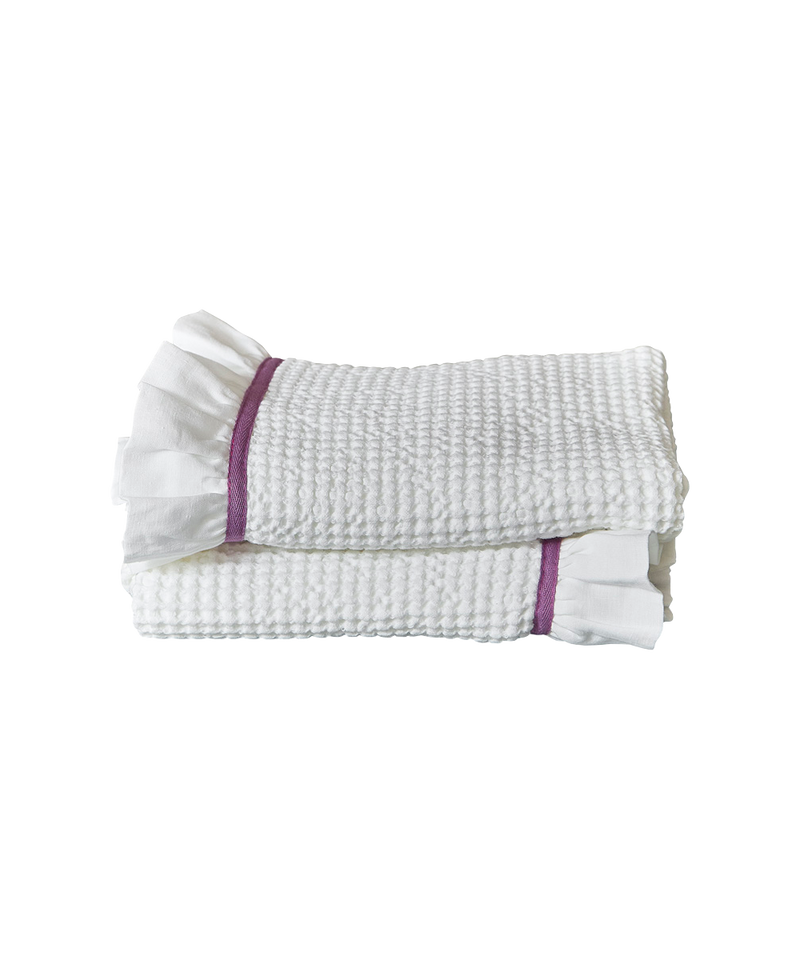 WAFFLE COTTON HAND TOWELS, SET OF 2, LILAC