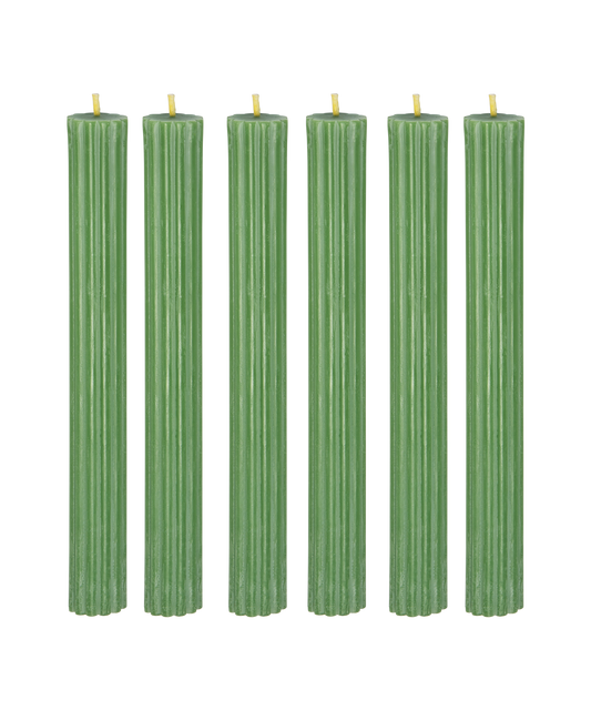 Ribbed Beeswax Candles Pack, Emerald